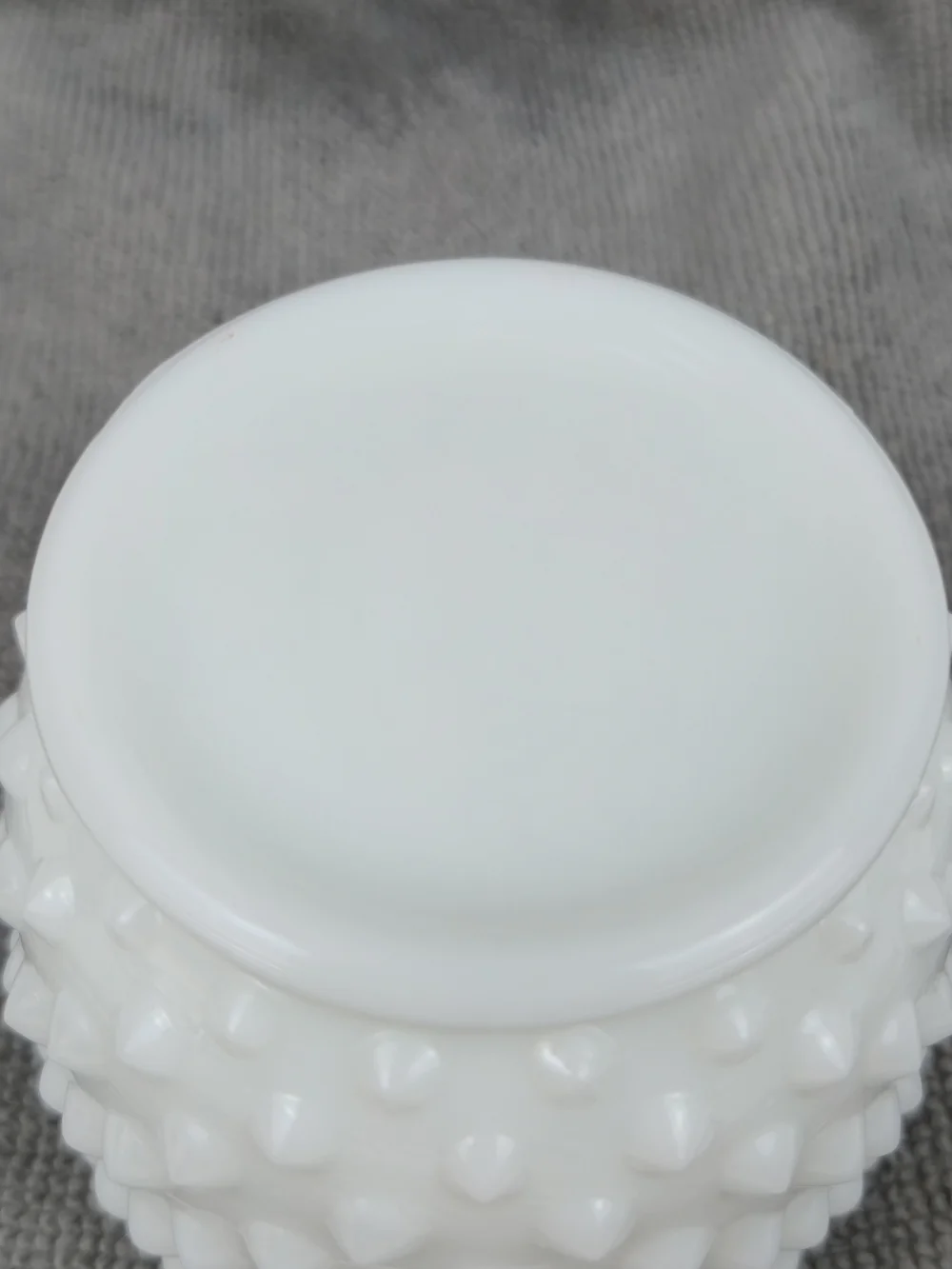 Vintage Fenton White Milk Glass Hobnail Jam / Jelly Jar with Lid & Spoon